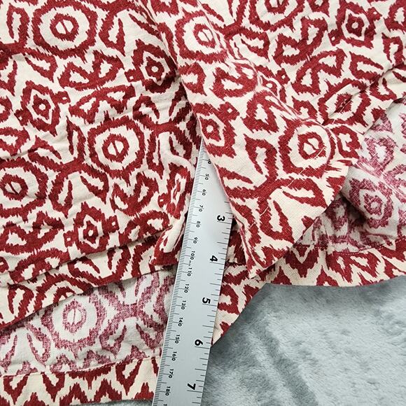 Waterproof Vintage Shorts Womens XXL Red Merlot Geometric Printed Linen Pull On - Picture 9 of 11